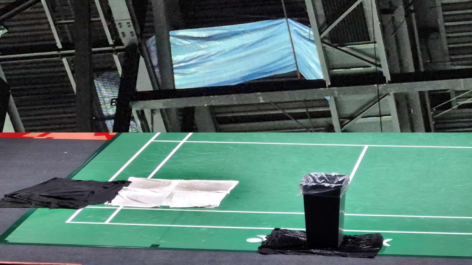 Terbuka Malaysia: Hampar Kain, Letak Tong Sampah & Pasang Kanvas – Bumbung Axiata Arena Bocor