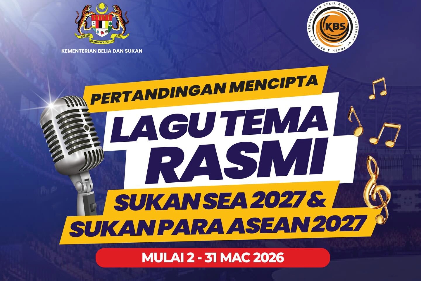 KBS Tawar Hadiah RM30,000 – Cipta Lagu Tema Rasmi Sukan SEA 2027