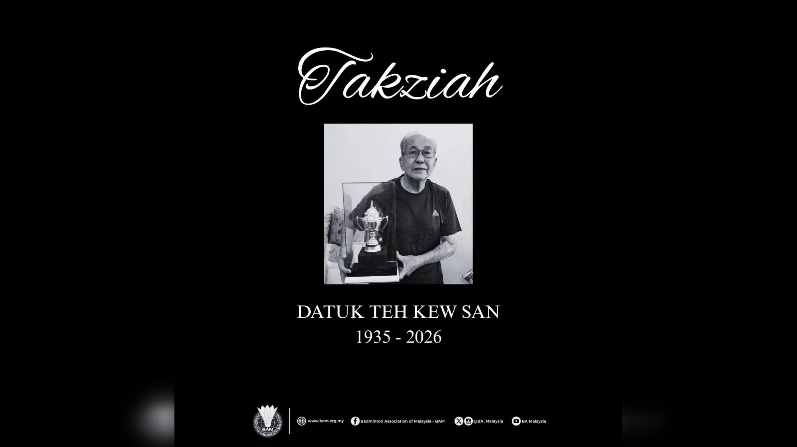 Legenda Badminton, Teh Kew San Meninggal Dunia Usia 91 Tahun