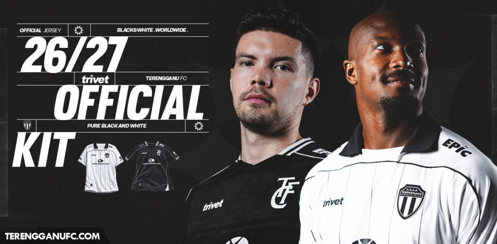 Jersi Terengganu FC Konsep “Pure Black & White” – RM119 Sehelai